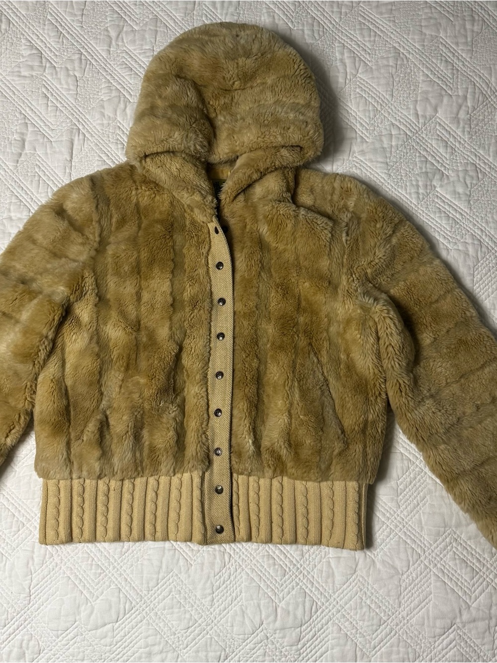 Juicy Couture Y2K Faux Fur Hooded Bomber Jacket Size Large